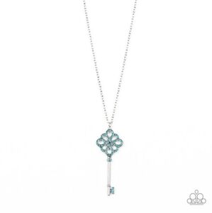 Unlocked Elegant Silver and Blue Pendant Necklace